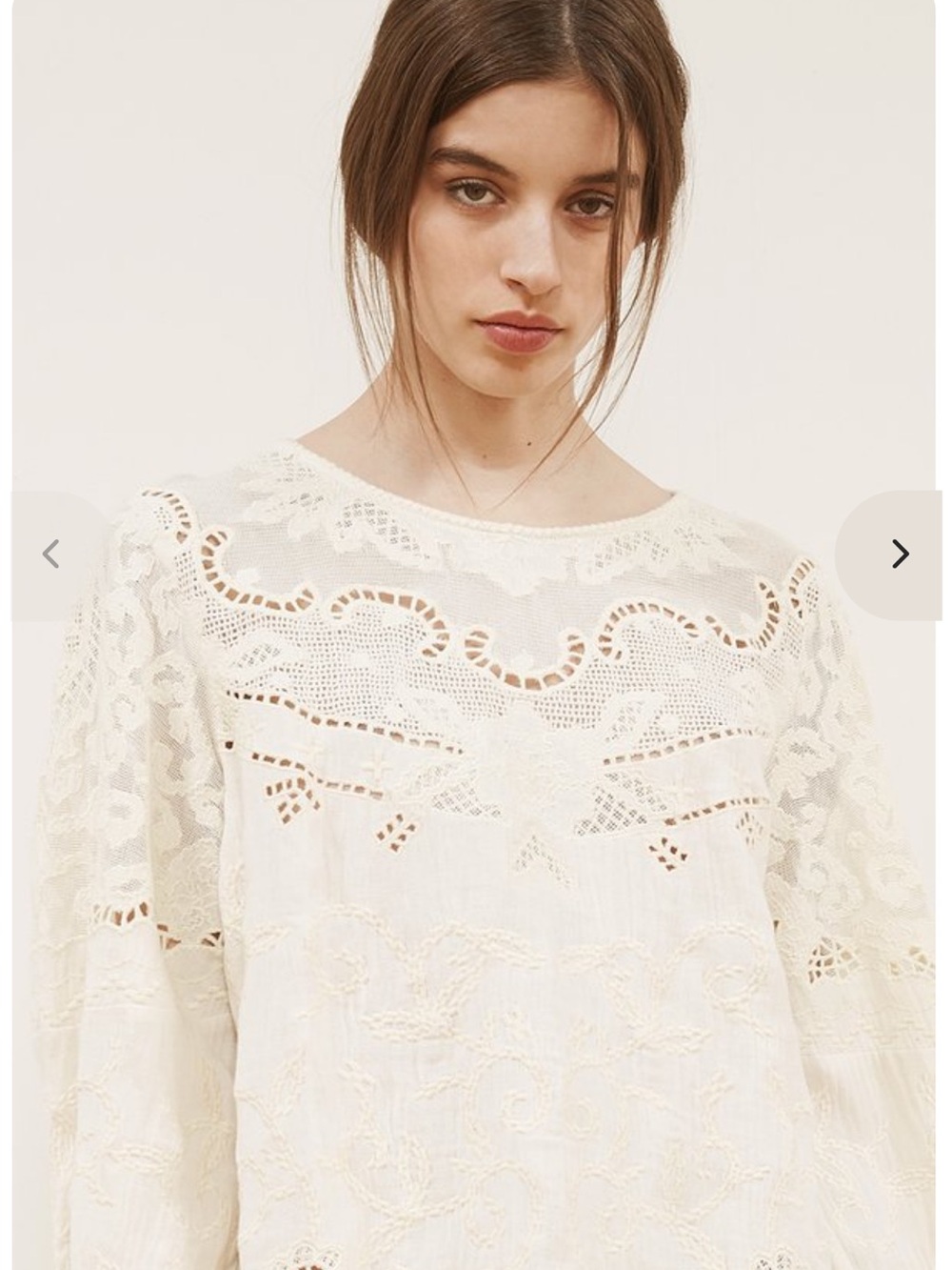 Mes demoiselles Anthropologie off white embroidered eyelet Blouse top 40 US 10